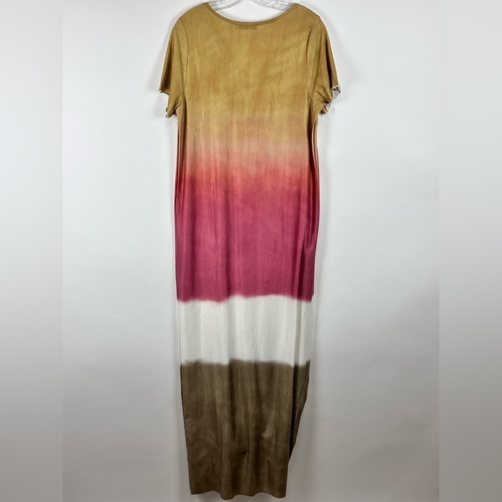 Women's V-Neck Color Block Ombre Maxi Dress - Picture 6 of 7